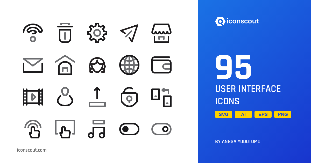 Visual User Interface Icon Pack - 95 Line User Interface Icons | SVG ...