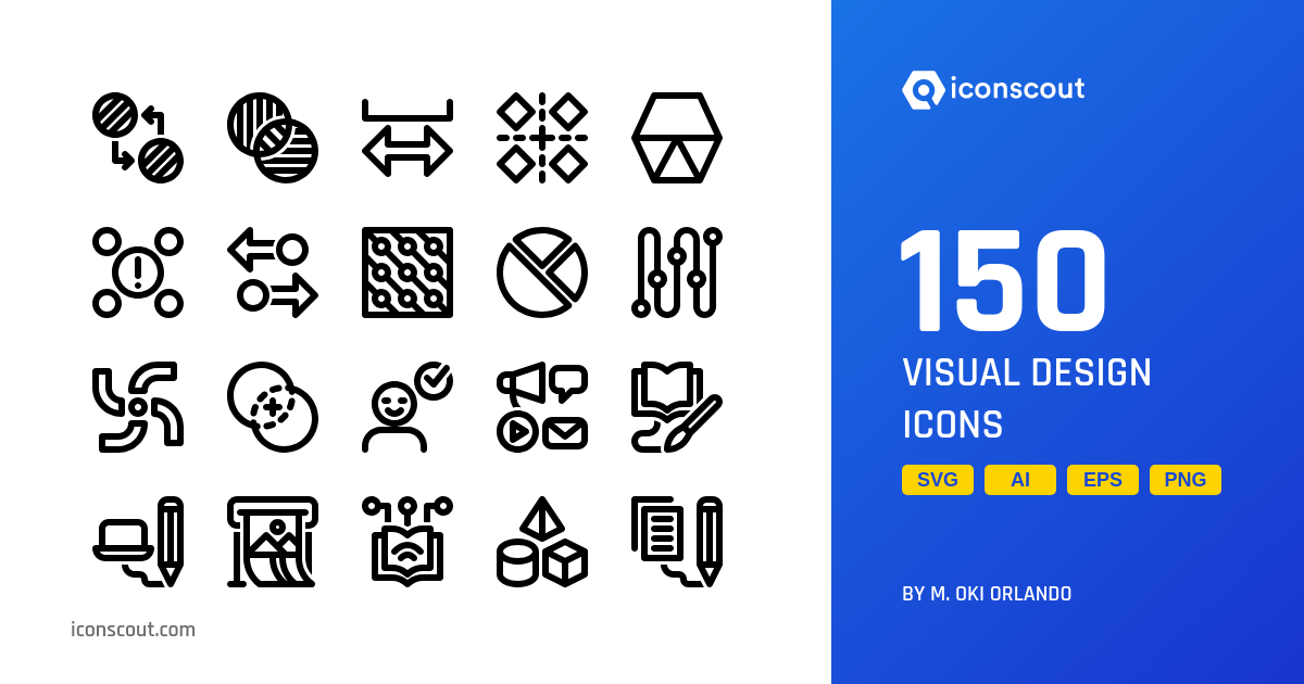 Visual Design Icon Pack - 150 Line Design & Development Icons | SVG ...