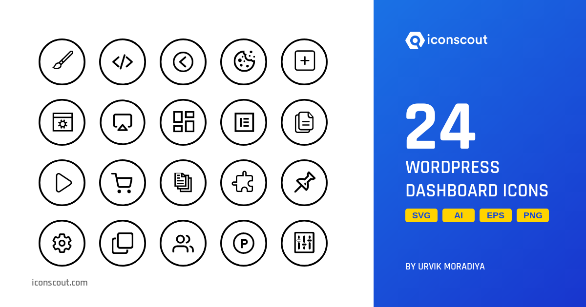 WordPress Dashboard Icon Pack - 24 Free Download User Interface Icons ...