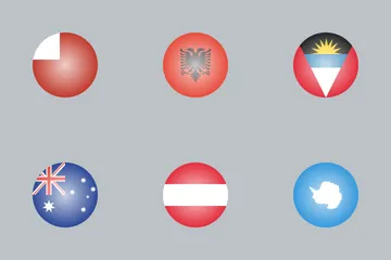 世界の光沢のある国旗 アイコンパック