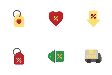 블랙 프라이데이 플랫 컬러 아이콘 팩