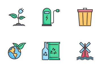 생태와 녹색 에너지 아이콘 팩