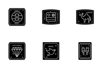 パスポートスタンプグリフ アイコンパック
