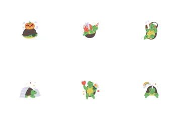陽気なタートルズのキャラクター アイコンパック