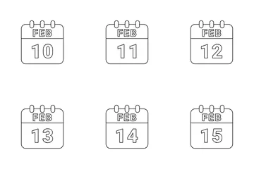 DATE DE FÉVRIER Pack d'Icônes