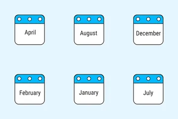 12 Months Calendar Icon Pack