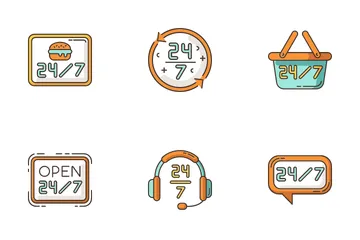 24 7 Hour Service Icon Pack