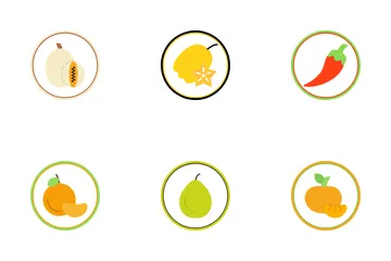 24 - Frutas Y Verduras 10 - Círculo Plano Paquete de Iconos