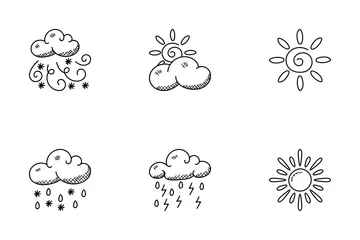 50 Wetter-Doodle-Symbole Symbolpack