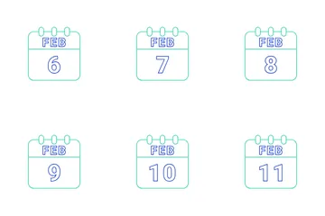 DATE DE FÉVRIER Pack d'Icônes