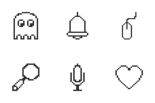 8 Bit Icon Pack - 10 Line Miscellaneous Icons | SVG, PNG, ICO Available