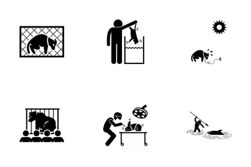 Abuso de animales Paquete de Iconos
