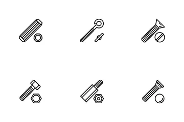 Accesorio de construcción de tornillos y pernos Paquete de Iconos