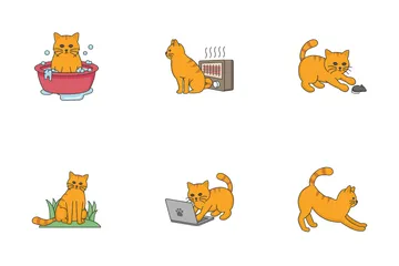 Actividades para gatos Paquete de Iconos