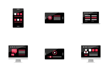 Activité en ligne et wireframes 1 rouge Pack d'Icônes