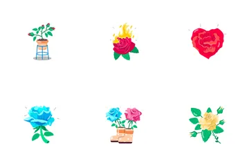 Adesivos de desenho animado de rosas Pacote de Ícones