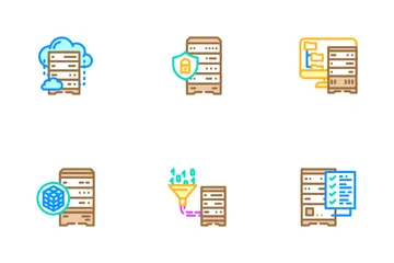 Computadora administradora de base de datos Paquete de Iconos