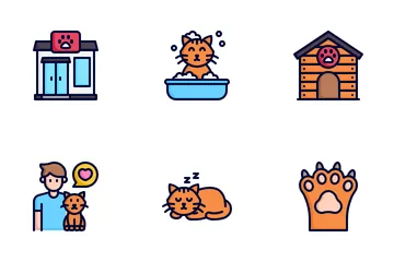 Adopción de gatos Paquete de Iconos