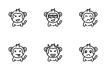 Affe-Emoticon Symbolpack