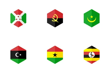 Africa Hexagon Flag Icon Pack