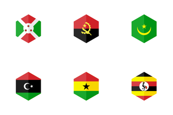 Africa Hexagon Flag Icon Pack