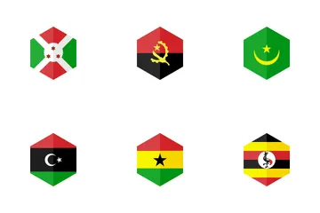 Afrika Sechseck Flagge Symbolpack