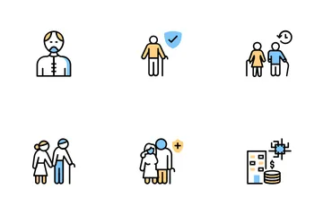 Aging Society And Enhance Elderly Icon Pack