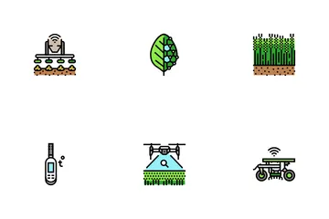 Agri Tech Precision Drones Iot Icon Pack