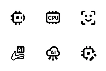 Tecnología de IA (parte 1) Paquete de Iconos