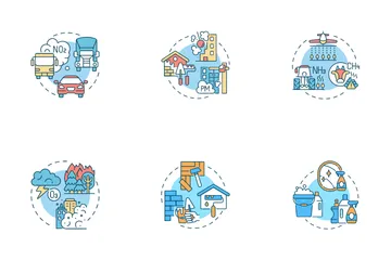 Air Pollution Disease Icon Pack