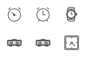 Conjunto de hora e relógio Pacote de Ícones