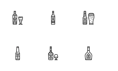 Alcohol Bottle Glass Drink Bar Icon Pack