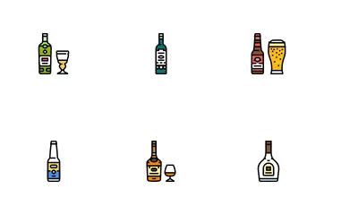 Alcohol Bottle Glass Drink Bar Icon Pack