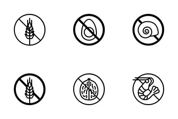 Alérgenos alimentarios (esquema: negro) Paquete de Iconos