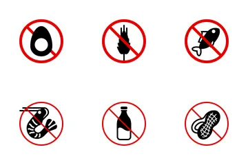 Alérgenos alimentarios (simples - rojo) Paquete de Iconos