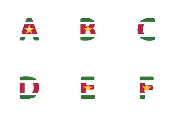 Alfabeto e Número Suriname Pacote de Ícones