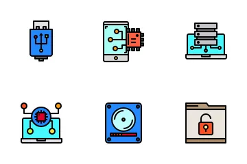 Almacenamiento de datos informáticos Paquete de Iconos