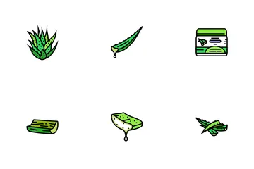 Cura verde naturale dell'Aloe Vera Icon Pack