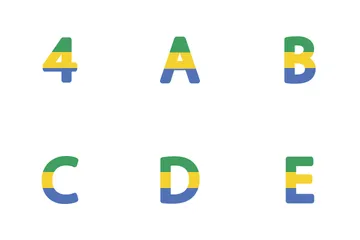 Alphabet Et Chiffre Gabon Pack d'Icônes