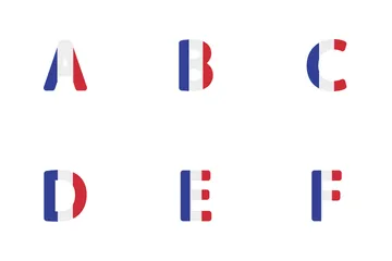 Alphabet und Zahlen Frankreich Symbolpack