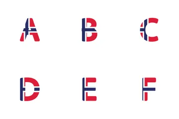 Alphabet und Zahlen Norwegen Symbolpack