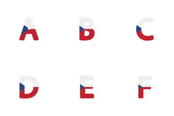 Alphabet und Zahlen Tschechische Republik Symbolpack