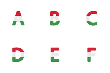 Alphabet und Zahlen Ungarn Symbolpack