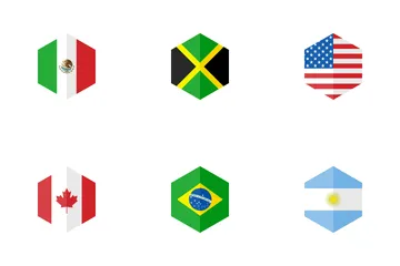 America Hexagon Flag Icon Pack