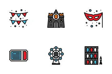 Amusement Park Fill Outline Icon Pack