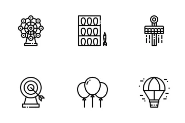 Amusement Park Outline Icon Pack