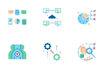 Análise de dados plana - Big Data Pacote de Ícones