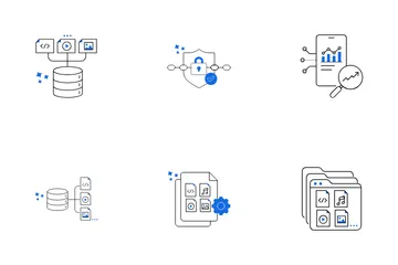 Análisis de datos y gestión de bases de datos Paquete de Iconos