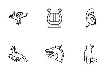 Ancient Greek Mythology Monsters And Creatures Icon Pack