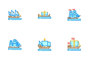 Ancient Ship Maritime Vessel Icon Pack